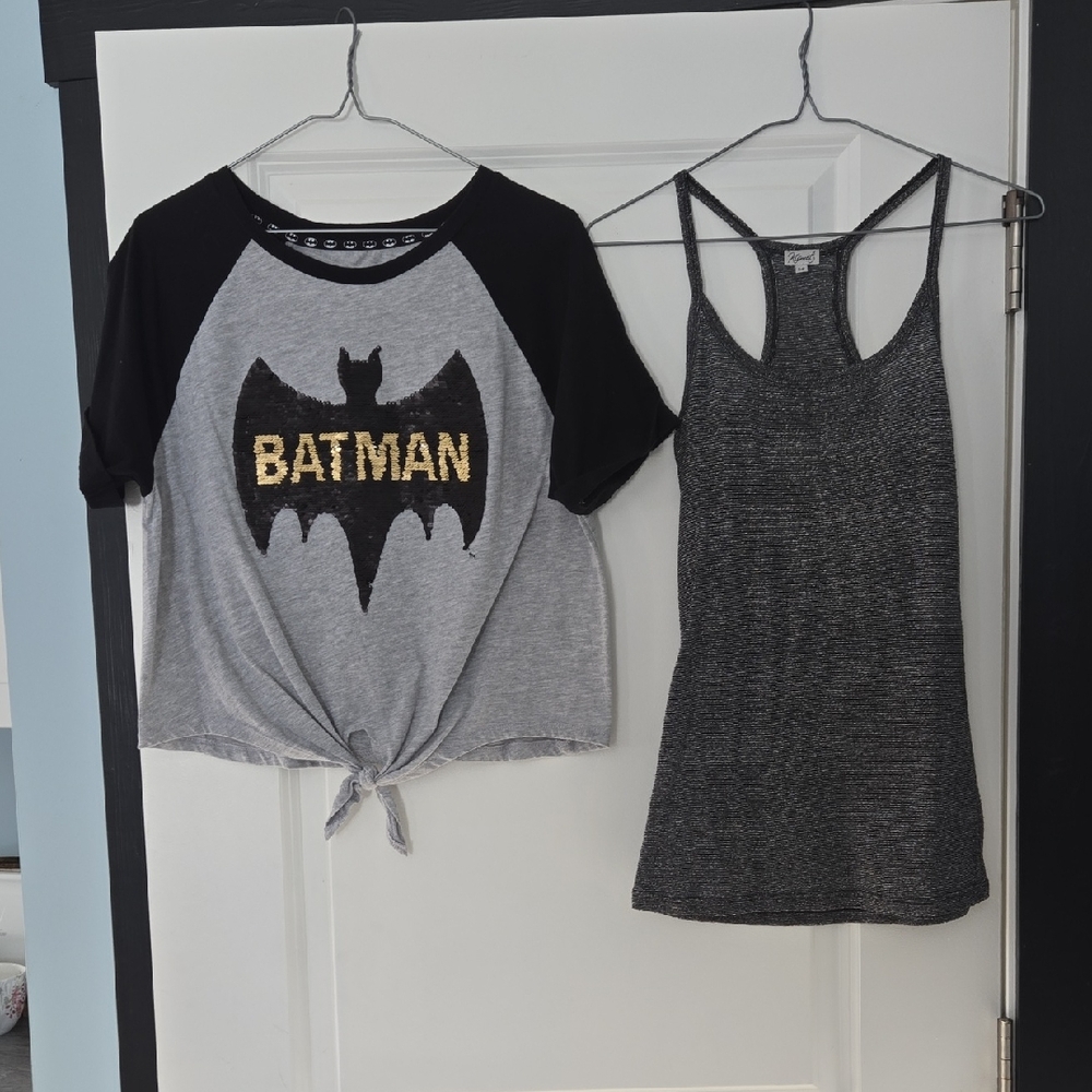 Batman Sequin Cropped T-Shirt And Kismet Tank Top